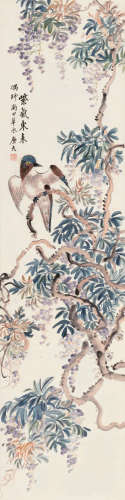 陆恢（1851～1920） 紫气东来 立轴 设色纸本