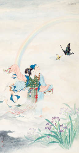 郑慕康 汤义方（1901～1982） 化蝶 立轴 设色绢本