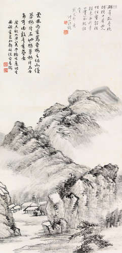 朱渊 汪琨（1881～1971） 幽居图 镜片 水墨纸本
