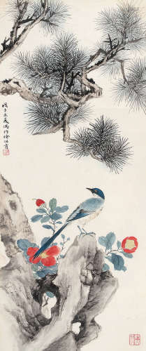 徐绍青（1919～1996） 戊子（1948）年作 花鸟 镜片 设色纸本