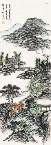 吴藕汀（1913～2005） 春江对语 立轴 设色纸本