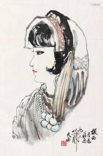 刘文西（1933～） 1986年作 少女 镜框 设色纸本