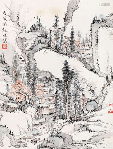 冯超然（1882～1954） 山居图 立轴 设色纸本