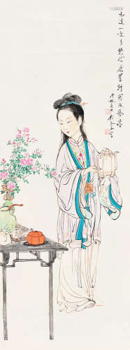 吴琴木（1894～1953） 执壶仕女 镜片 设色纸本