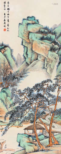 吴榖祥（1848～1903） 幽亭独坐 立轴 设色纸本