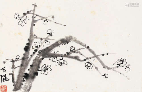 贺天健（1891～1977） 墨梅 立轴 水墨纸本