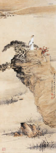 张大千（1899～1983） 戊寅（1938）年作 蜀江秋净 立轴 设色纸本
