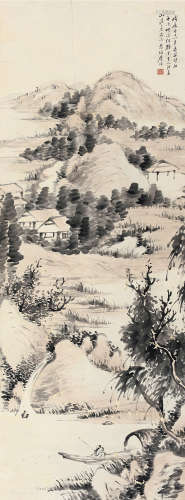 屠倬（1781～1828） 戊辰（1808）年作 山水 立轴 设色纸本