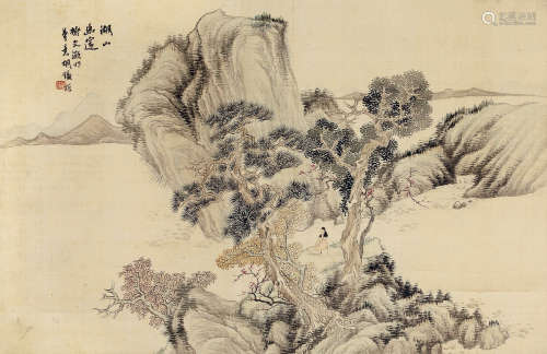 胡铁梅（1848～1899） 湖山幽邃 立轴 设色绢本
