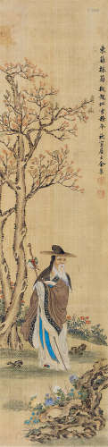 余集（1738～1823） 东篱采菊 立轴 设色绢本