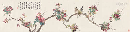 朱梦庐（1826～1900） 癸巳（1893）年作 花鸟 镜片 设色绫本