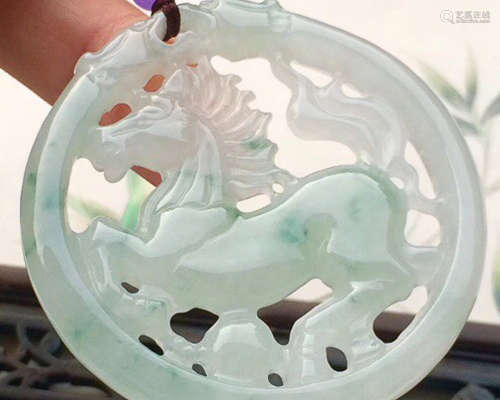 A NATURAL A-CLASS ICE WAXY KIND HORSE JADEITE PENDANT