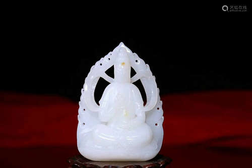 A GUANYIN DESIGN HETIAN JADE ORNAMENT