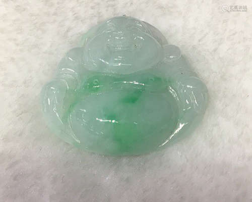 A NATURAL ICE WAXY KIND BUDDHA JADEITE PENDANT