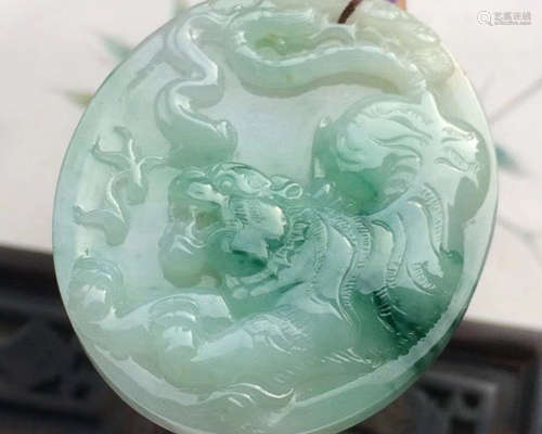 A NATURAL A-CLASS ICE WAXY KIND TIGER JADEITE PENDANT