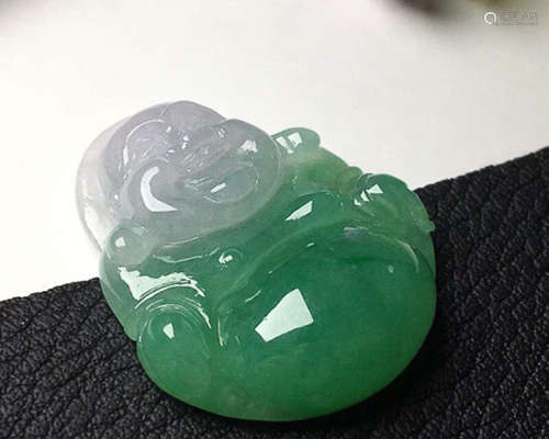 A NATURAL ICE WAXY KIND BUDDHA JADEITE PENDANT