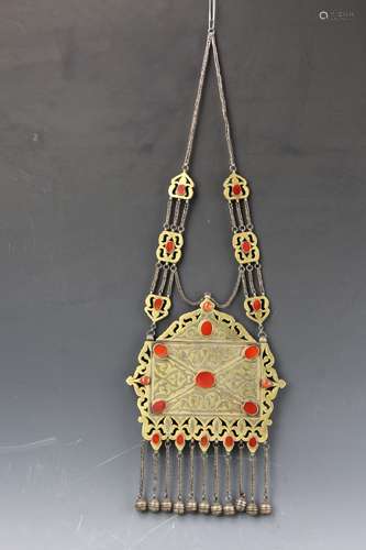 Artisan crafted silver copper Turkmenistan carnelian