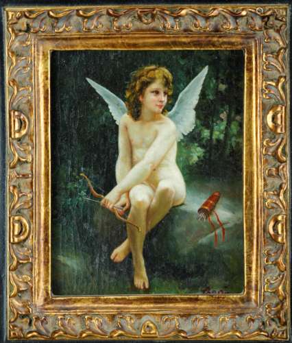 Amour A Laffut framed oil on canvas signed by William