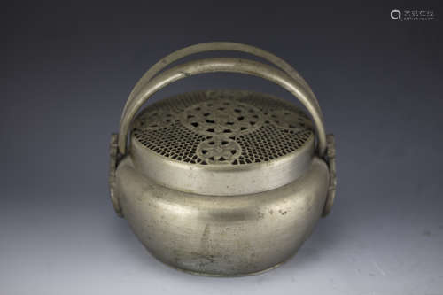A Chinese White-copper hand warmer from Qing Dynasty
