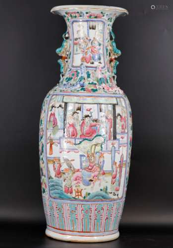 A Chinese Figural and Storied Famille Rose Vase from