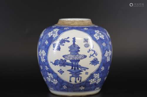 A Blue and White Plum Jar from Kangxi Period