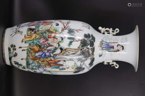 A Chinese Storied Famille Rose Vase by Xu Li from Qing