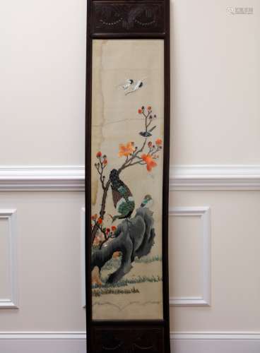 A Framed Hanging Panel of Chinese Embroidery