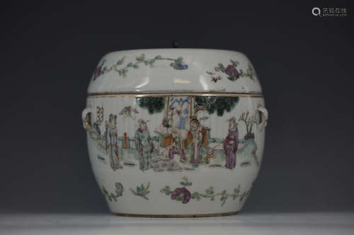 A Chinese Figural and Storied Congee Jar from Qing