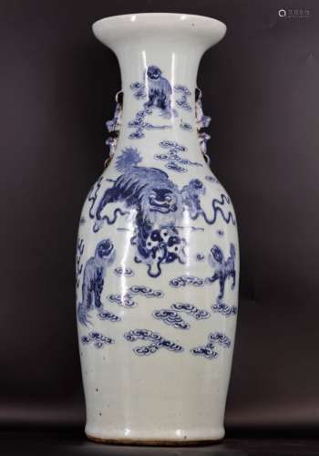 A Chinese Celadon Vase of Lions