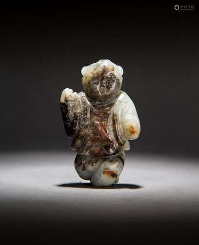 A Carved Hetian White Jade Child from Qing Dynasty