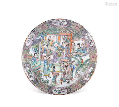 清中期 广彩人物纹瓷板