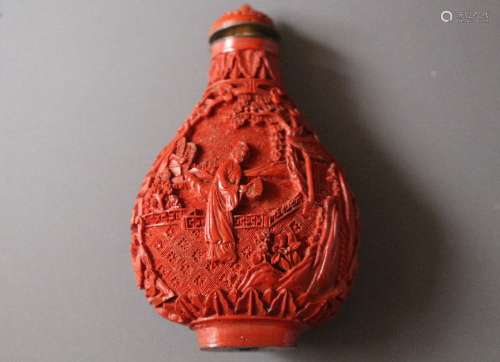 A Cinnabar Lacquer Snuff Bottle from Qing Dynasty