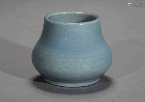 A Skyblue Glazed Water Pot with Qianlong Mark