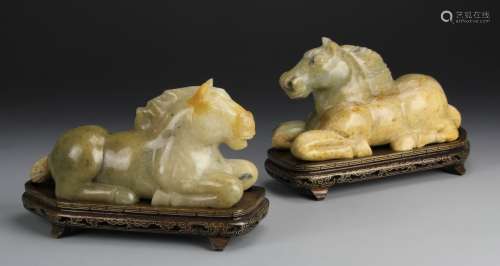 Pair of Chinese Jade Horses
