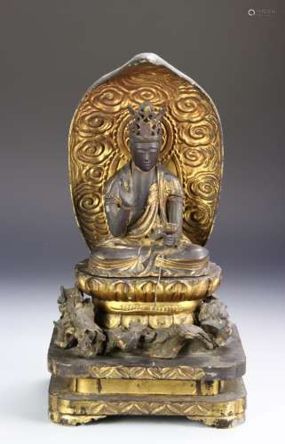 Chinese Japanese Gilt Wood Buddha
