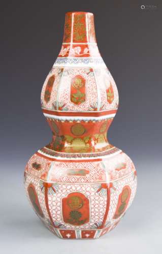 Chinese Red Glazed Gourd Vase