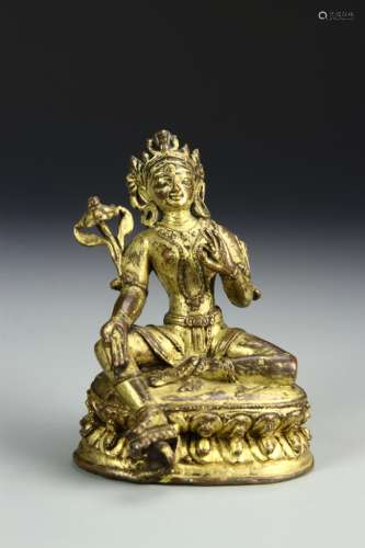 Chinese Gilt Bronze Figure of Tara Tibet