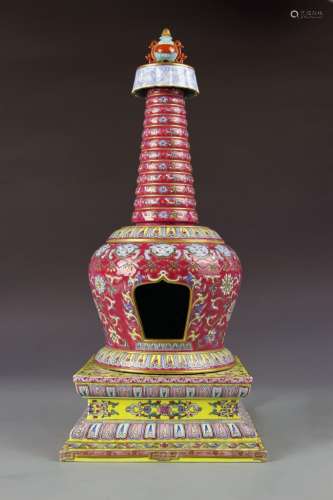 Chinese Famille Rose Stupa