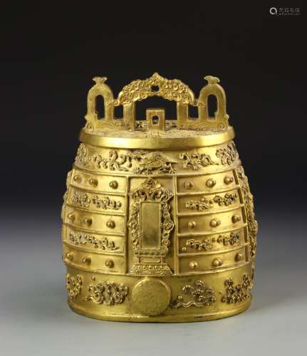 Chinese Gilt Bronze Bell