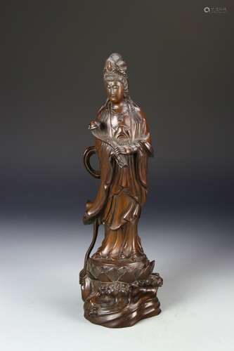 Chinese Wood Guanyin Figure