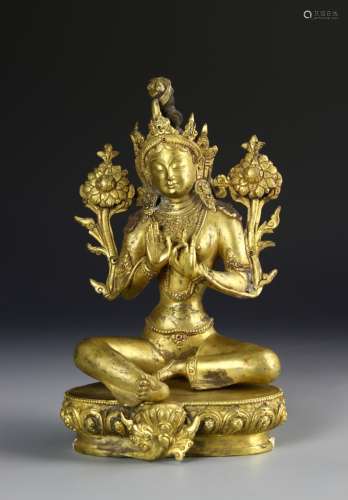 Tibetan Gilt Bronze Buddha