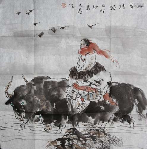 Chinese Ink and Color on Paper by Liu Dawei