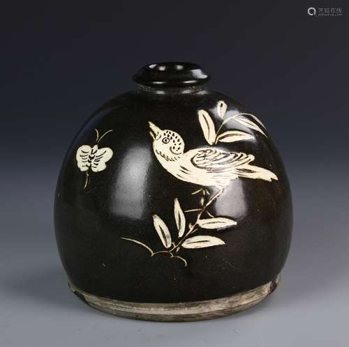 Chinese Black Glazed Jar