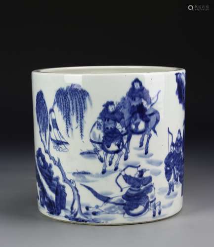 Chinese Blue And White Brush Pot