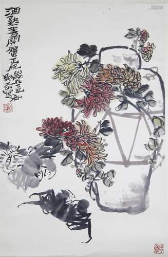 Chinese Scroll Painting of Flowers