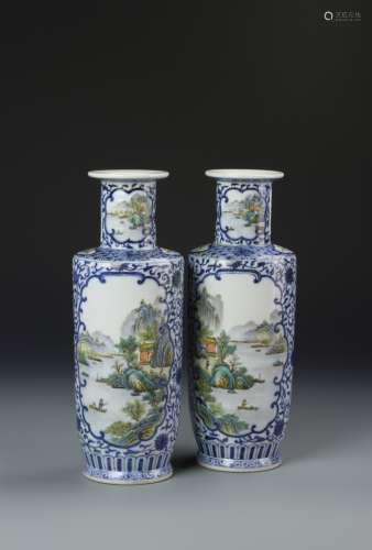 Pair of Chinese Blue and White Vases