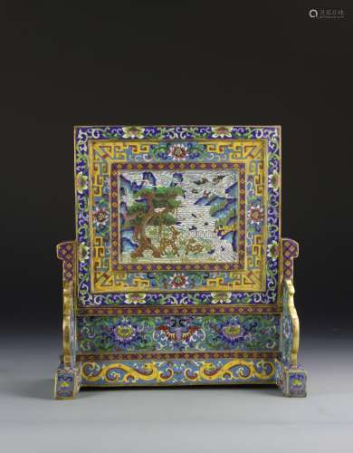 Chinese Cloisonne Table Screen