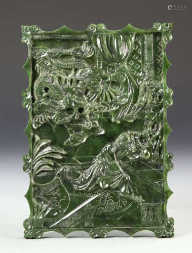 Chinese Spinach Jade Plaque