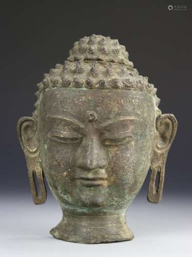 Indian Bronze Buddha Head