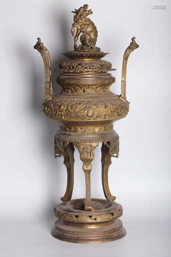 A chinese gilding bronze incense